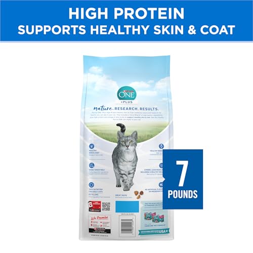 Purina ONE Plus High Protein Cat Food Dry Salmon and Ocean Whitefish Cat Skin and Coat Health Formula - 7 lb. Bag - image 9