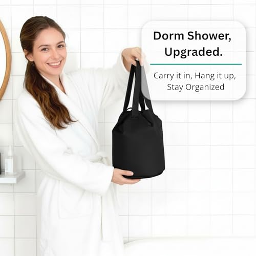 Quick-Dry-Mesh-Shower-Caddy-for-College-Dorms--Lightweight-Shower-Caddy-Mesh-with-Drawstring-Top-Breathable-Mesh-Bottom-and-Multiple-Pockets-with-Zippers-for-Cruise-Essentials-for-Shower-Black