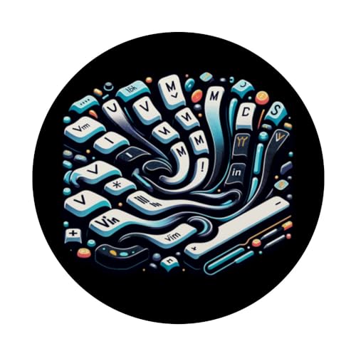 Vim Command Wave: Keyboard Shortcut Artistry PopSockets Swappable PopGrip, Black - Image 3