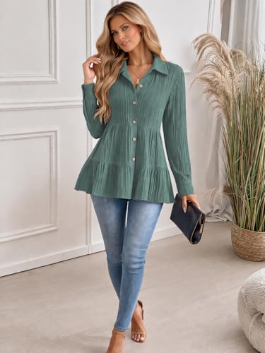 Image of TOPLOT Tops for Woman | Kurti Stylish with Shirt Design | Comfortable Western Top | Versatile Perfect for Casual & Everyday Fashion | Kurti for Woman | Korean Style (5247)