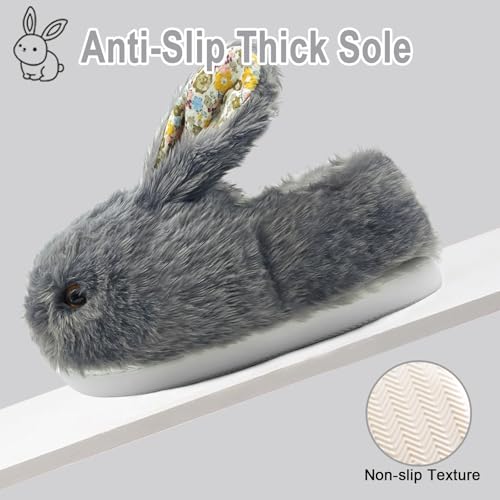 Bunny Slippers for Women, Cute Animal Fluffy Slippers Fuzzy House Shoes Plush Warm Winter Slippers Rabbit Home Bedroom Shoes Indoor & Outdoor2