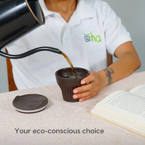 Image of Eha Earth Friendly Rafter Coffee Mug with Lid | Tea Cup Set | 175 ml | Made with Rice Husk | Microwave Safe Mugs for Gifting | 4 Unit | Coffee