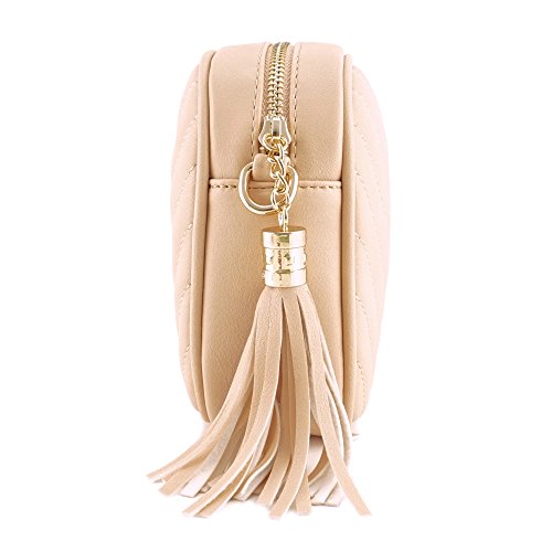 Image of Simple Shoulder Crossbody Bag With Metal Chain Strap And Tassel Top Zipper