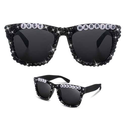panthra Bride and Groom Sunglasses, Wedding Sunglasses, Just Married Black Pearl Glasses, Light and Comfortable, Fashionable Wedding Single Party Gifts