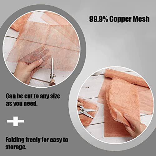 4 Pack 30 Mesh 99.9% Pure Copper Screen Woven Mesh Screen, Copper Mesh Cloth Fine Mesh, 5.9x19.68 Inch
