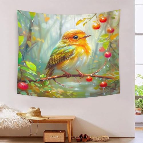 Texture tissu 3D Robin tapisserie murale grand format 180x230cm pour habillage mural salon