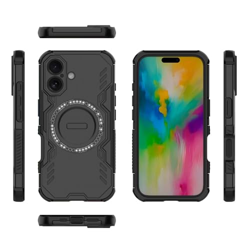 Image of Back Cover Case for Apple iPhone 16 | 360 Protection Mobile Phone Case Mag-Safe | Camera Protection | i Phone 16 Covers | iPhone16 - Black TPU+PC