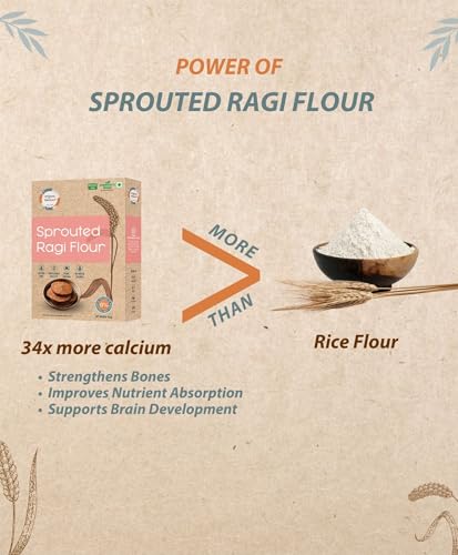 Image of Organic Wisdom-Back to Roots Sprouted Ragi Atta (Flour)|100% Natural Finger Millet | Gluten Free & Stone -grounded Nachni (Kelvaragu) atta|Rich in Calcium & Iron (400g)