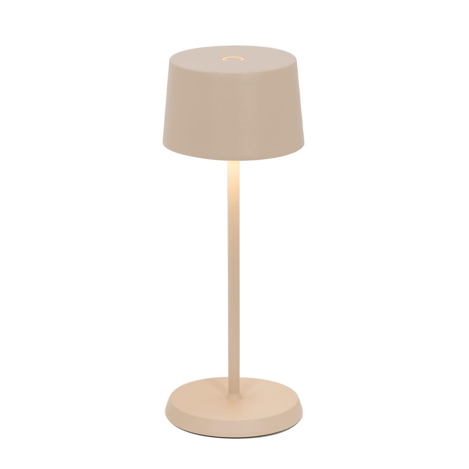 Zafferano, Lampada Olivia Micro, Lampada da Tavolo Ricaricabile e Senza Fili con Controllo Touch, Adatta per Salotto ed Esterni, Dimmer, 2200-3000 K, Altezza 20 cm, Colore Sabbia