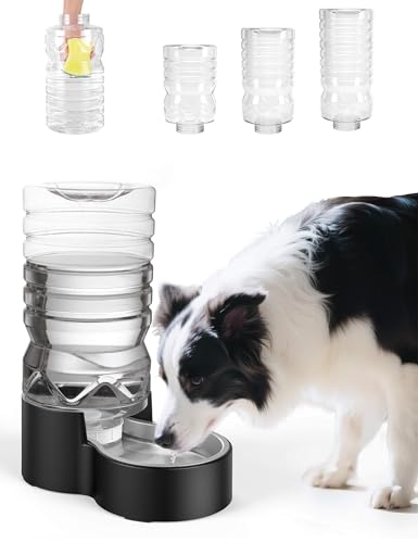Heouvo 2.1 Gallon Automatic Dog Water Dispenser【Wide Mouth for Easy Hand-in Cleaning】【Removable Stainless Steel Bowl】, Gravity Refilling Large Capacity for Cats and Dogs, Multi-Pet Homes