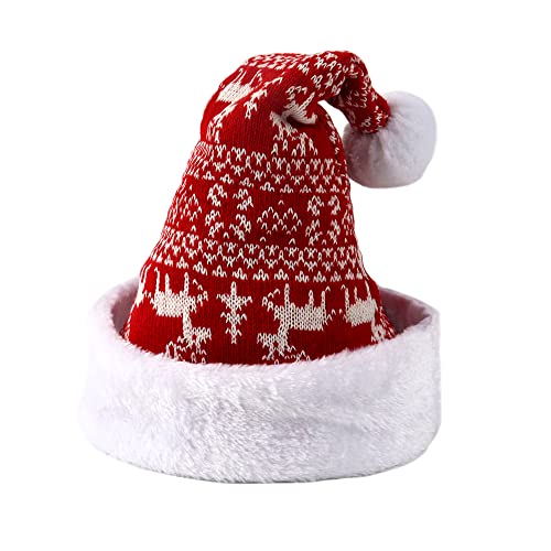 HDKAJL Gorro de Navidad de Franela, Gorro de Papá Noel para Adultos, Gorro de Navidad de Felpa Unisex, Suministros para Fiestas de Navidad, Decoración de Año Nuevo de Navidad Cover