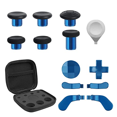 13 in 1 Metal Thumbsticks for Xbox Elite Controller Series 2 Zubehör, Replacement Magnetic Buttons Kit Includes 6 Metal Plating Joysticks, 4 Paddles, 2 D-Pads, 1 Adjustment Tool (Blau)