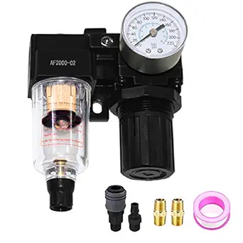 Beduan Semi-Auto Drain Pneumatic Air Filter Pressure Regulator 1/4 Inch NPT Dryer Compressor kit with Gauge