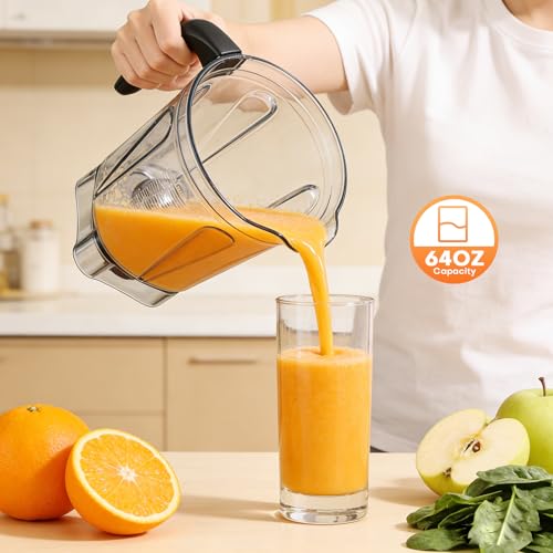 Blender Pitcher 64oz Low-Profile, Compatible with 5000, 5200, 6300, 750, 7500, VM0102, VM0103, VM0197, E310, Professional/Commercial/Classic Series etc