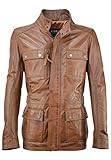 HERREN LEDERJACKE 'Trooper' von COCO BLACK LABEL since1986. Die cognac Jacke ist von bester Qualität in angesagter Vintage Optik und ein absoluter Klassiker mit vielen Taschen. Ein Must-Have für jeden Mann.