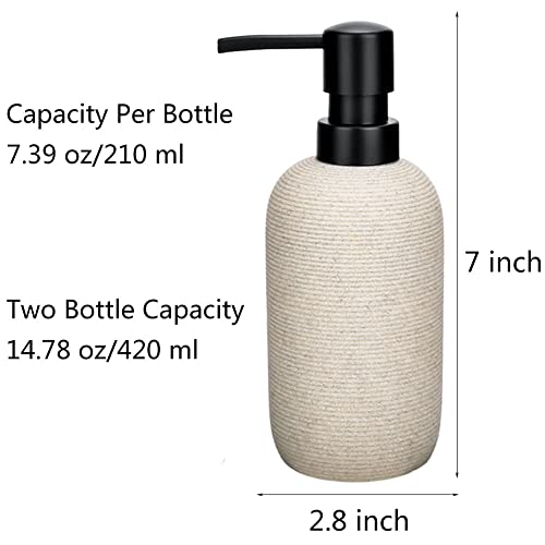 Resin Soap Dispenser Set, 2 Pcs Heavy & Sturdy Matte Beige Lotion Dispensers Soap Dispensers For Kitchen, Hand Soap Dispensers For Bathroom Countertop #TOP1