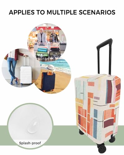 Travel Luggage Cover Spandex Elastic Suitcase Cover for Luggage, Scratch Proof Luggage Cover Protector for Trunk Case 26-28 Inch Luggage, Abstract Geometic Modern Minimalism Linen4