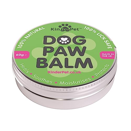 KinderPet® Dog Paw Balm Heal Soothe Moisturise Protect Cracked Dry Damaged Paws Lick-Safe 100% Organic All Natural Ingredients Made in the UK 60g
