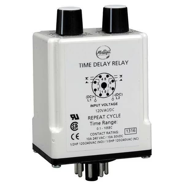 Time Delay Relay, 24VAC/DC, 10A, DPDT, Mfr: 24EP31-A