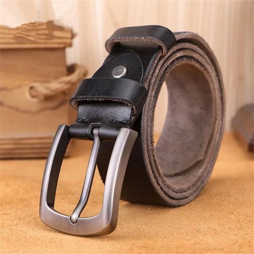 Men’s Cowhide Leather Belt Textured Strap with Hard Metal Buckle Full Grain Leather Belt for Jeans or Trousers4