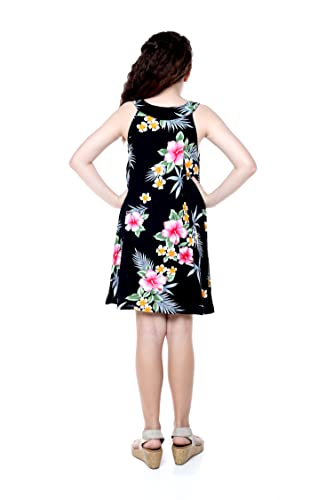 Image of Family Matching Hawaiian Clothes, Hibiscus Black | Black Hibiscus Print • Soft Rayon Fabric • Family Matching Outfits • Vacation Ready • Luau Party Wear