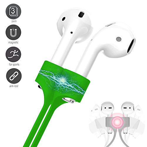 Image of Ultra Strong Magnetic Airpod Pro Strap Anti-Lost Cord Sports Lanyard Compatible with Airpods 3rd 2nd Generation Pro 3 2 1 (3 Green)