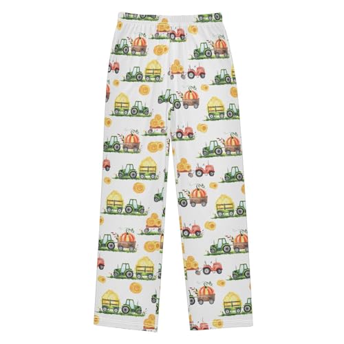 ZZXXB Tractor Harvest Boys Long Pants Soft Trousers Elastic Waist Kids Lounge Bottoms with Pockets S-XL