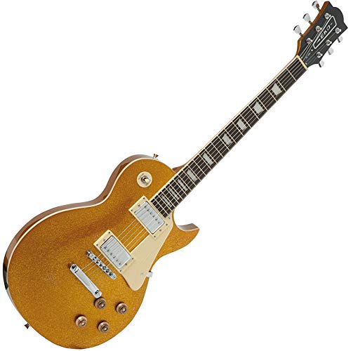 Oro Eko VL480S Gold Sparkle Chitarra Elettrica Les Paul
