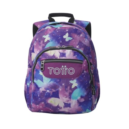 TOTTO - Mochila Escolar, Modelo Gommas, Mochila Mediana, Capacidad 15 L, Bolsillo PC 14', Bolsillo Botella, Espaldar Ergonómico con Flujo de Aire, Cómodas Correas en S, Color Star Butterfly Glitter