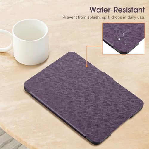 Image of Fintie Case for 7 inch All-New Kindle Paperwhite (12th Generation, 2024) and Kindle Colorsoft Signature Edition - Slim Lightweight Shell PU Leather Protective Cover with Auto Sleep /Wake, Purple