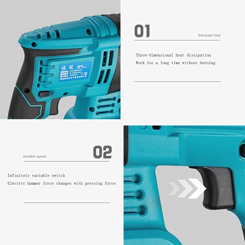 SXTYMV Bohrhammer Schlagbohrmaschine Abbruchhammer BüRstenloser MittelgroßEr Elektrischer Hammer Hochleistungs-Hammer… – Bild 6