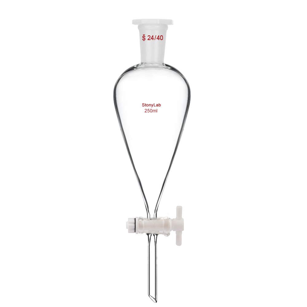 stonylab Borosilicate Glass 500 ml Heavy Wall Conical Separatory Funnel with 24/40 Joints and PTFE Stopcock — Amazon image 9
