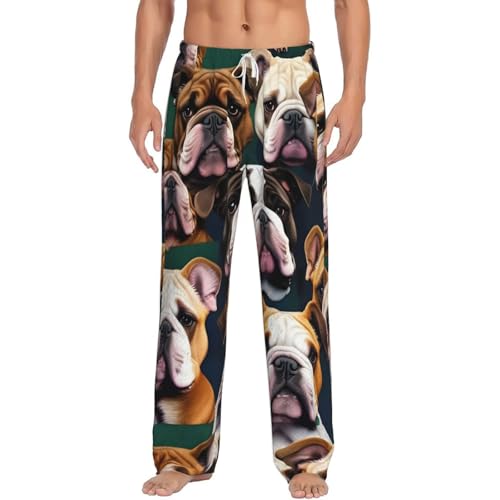 Pantalon de pyjama homme imprimé bouledogue anglais en polaire pour offrir