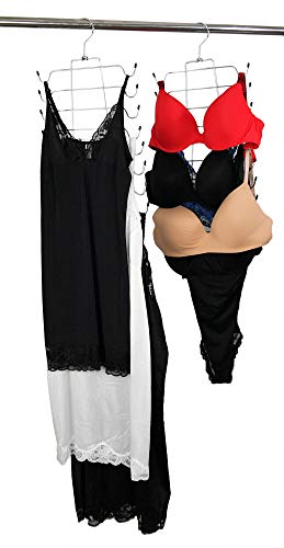 Home-X Space-Saving Bra Hanger Organizer For Closet, Polished Chrome Hanging Bra Or Camisole Storage Rack, Storage Solutions For Small Spaces, Set Of 2, 20 ½” L X 12" W #TOP5