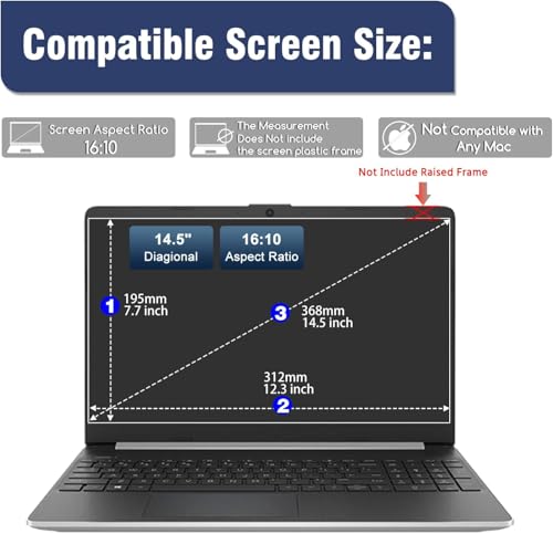 Image of Matte Anti Glare Screen Guard Compatible With Laptops With 14.5 inch Inch Diagonal with 16:10 Aspect Ratio 9H Hardness Screen Protector Not a Tempered Glass, Screenguard Size : 312 mm X 195 mm