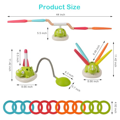 3 in 1 Musik-Sprung-Spiel - Ringwerfspiel, Raketenwerfer-Spielzeug für Kinder Outdoor, lustiges Seilspring-Spielzeug mit Fernbedienung, Sport-Spielzeuge für Garten, Geschenke für Kinder 3-8 Jahren