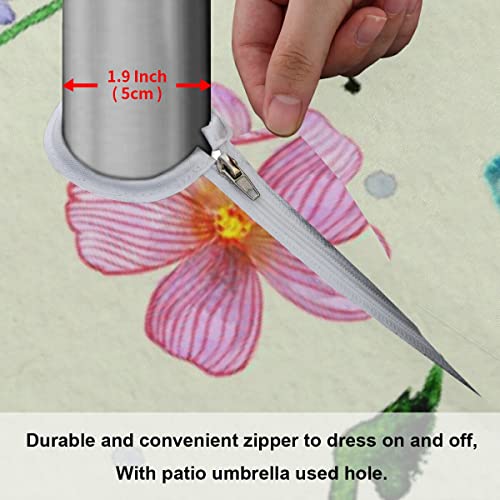 Xiomara Bird Flowers Spring & Summer Outdoor Tablecloth, Spill Proof And Waterproof With Zipper And Umbrella Hole, Host Backyard Parties, Bbqs, & Family Gatherings - (60" Round) - Bird Flowers #TOP5