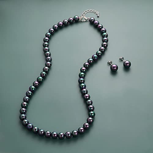 Collar de perlas sintéticas blancas y negras Aleasha para boda 2