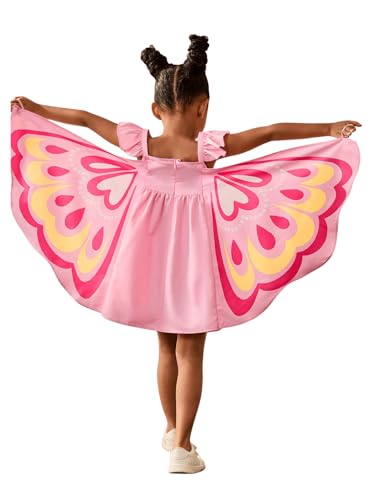 SOLY HUX Toddler Girl's Butterfly Fairy Dress Cute Ruffle Sleeve Flowy Dresses Summer Party Short Dress