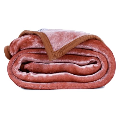 Image of ABRAZO 470 GSM Dual Season Mink Blanket 2.5 KG for AC Room & Mild Winter | Reversible Solid Color | Double Bed 220x240 cm Soft Blanket /Dohar /Quilt /Comforter - Camelia Pink