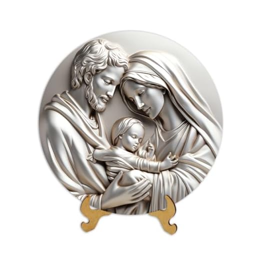 Decoração Religiosa com apoio de mesa Sagrada Família Jesus Maria José Efeito 3D 20cm (Religioso 14)