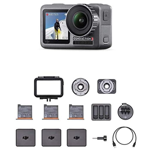 DJI Osmo Action Caméra - Caméra Numérique Double Affichage, Résistant à l'Eau jusqu'à 11m, Stabilisation Intégrée, Photo et Vidéo en 4K HDR à 100Mbps, Contrôle Vocal, Kit d'Accessoires Inclus - Noir