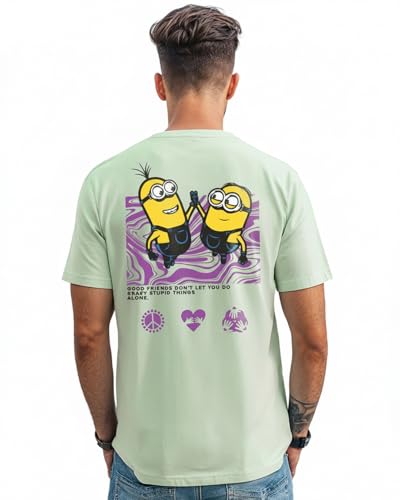 Image of Bewakoof X Minions Men's Cotton Graphic Print Regular Fit Half Sleeve Round Neck T-Shirt | Tshirt for Men Cotton| Casual Wear | Street Wear
