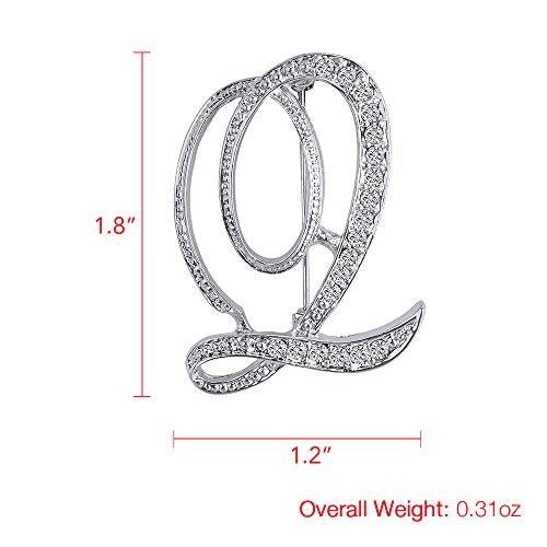 Image of Letter Brooch A-Z 26 Personalized Design Initial Letters Pins Clear Crystal Rhinestone Brooch pin