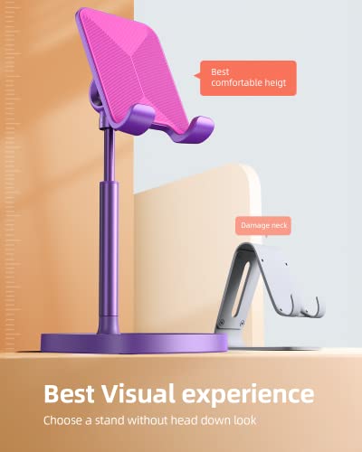 Image of LISEN Cell Phone Stand Adjustable Phone Holer for Desk, Computer Office Desk Accessories for iPhone 16 Holder Women Kitchen Essentials Fits Switch Kindle iPads Tablet 4-10in (Dark Purple)
