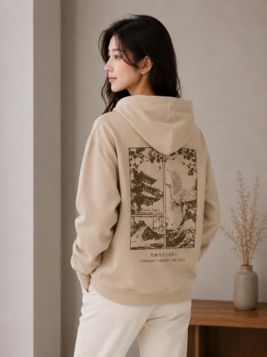 Image of Women's Oversized Hoodie Sweatshirt | Graphic Back Print Hooded Pullover | Long Sleeve Fleece Hoodie with Kangaroo Pocket | Casual Winter Wear