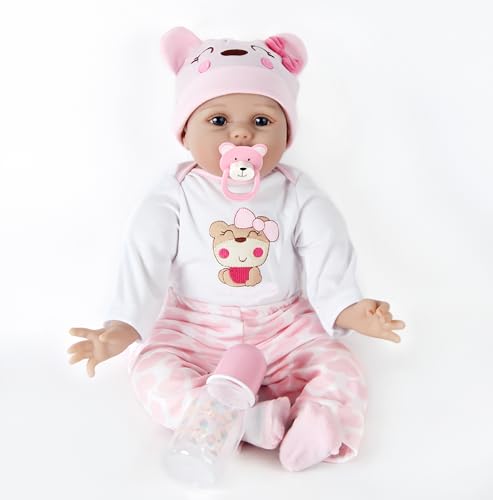HUYRP Reborn Puppe 22 Zoll 55 cm Wiedergeborene Puppe Wiedergeborene Babypuppen Realistische Jungen und Mädchen Baby Puppen Geburtstag für eine Neugeborene Puppe – Bild 4