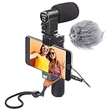 Movo Smartphone Video Rig with Stereo Microphone, Grip Handle, Wrist Strap for Apple iPhone 5, 5S, 6, 6S, 7, 8, X, XS, XS Max, Samsung Galaxy S5, S6, S7, S8, S9, Note Smartphones