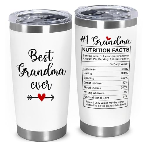 FUNITZ Christmas Gifts For Grandma, Best Grandma Ever Tumbler 20oz – Grandmother Present for...