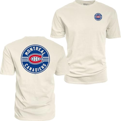 Montreal Canadiens NHL Officially Licensed T-Shirt Ringspun Front/Back Ivory Puck, Large